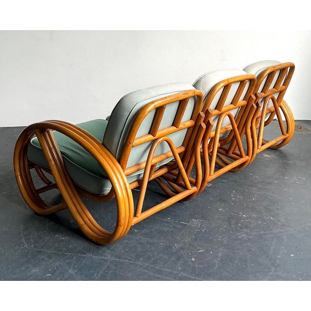 Tan Vintage 1950s Beverly Hills Rattan Sofa For Sale - Image 8 of 12