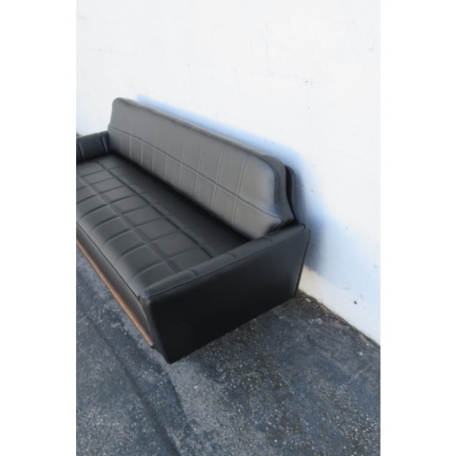 Black Mid Century Modern Black Vinyl Long Couch Sofa 6267 For Sale - Image 8 of 15