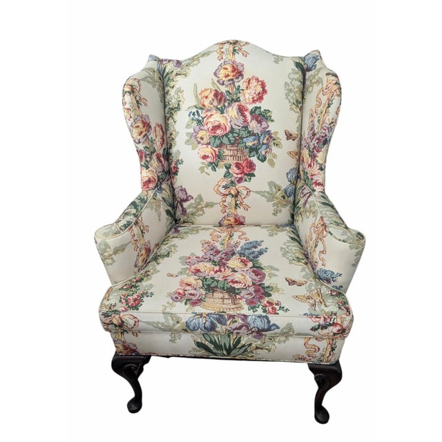 Vintage Grandmillenial Chintz English Rose Wingback Chair made with Rose Cummings Fabric An absolute STUNNER of a chair!...