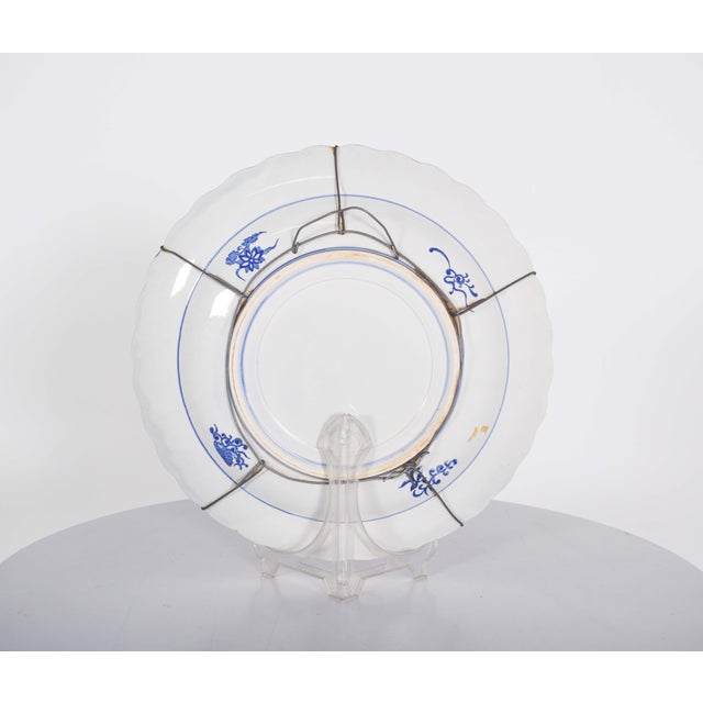Blue Plate Cut in Porcelain and Polychrome Decoration, 1910 For Sale - Image 8 of 9