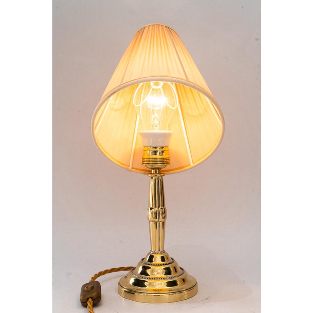 Art Deco Brass Table Lamp with Fabric Shade, Vienna, Austria, 1920s For Sale - Image 14 of 17