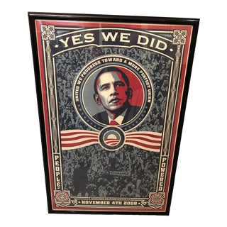 Shepard Fairey Numbered Framed Yes We Did Obama Lithograph For Sale