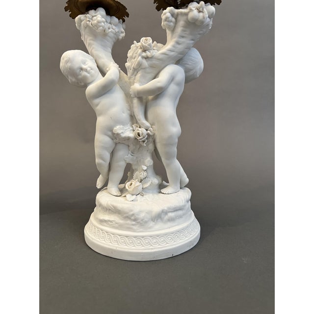 French Bisque Porcelain and Gilt Bronze Candelabra from Sèvres, Set of 2 For Sale - Image 4 of 13