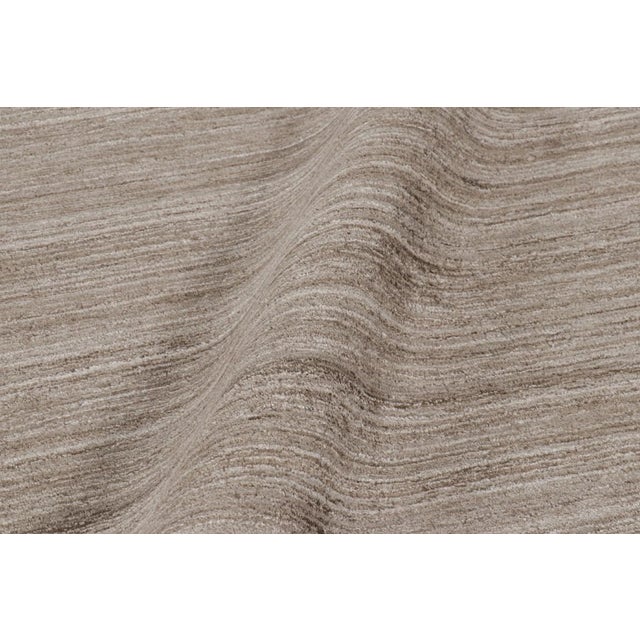 Textile Rug & Kilim’s Oversized Textural Rug in Solid Beige-Brown Tones and Striae For Sale - Image 7 of 8