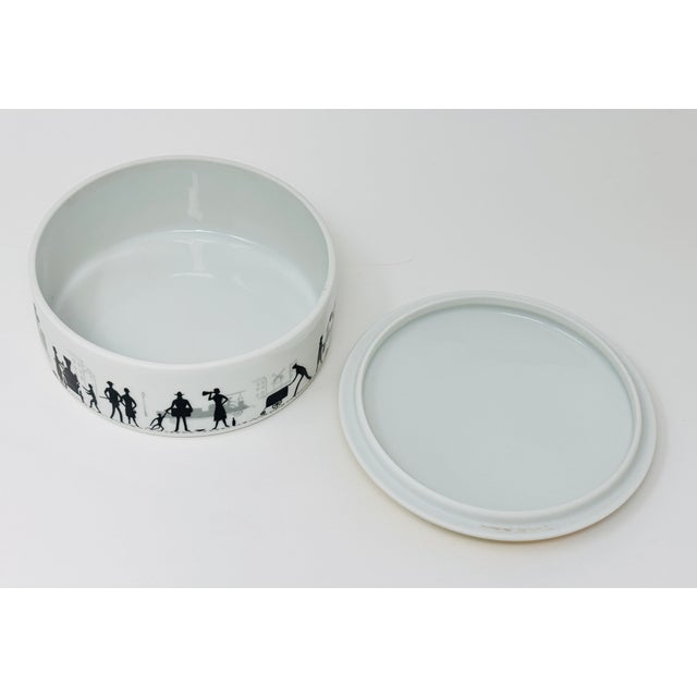 Vintage Limoges Porcelain Lidded Box Black White Parisian Silhouette 1980s For Sale - Image 10 of 18