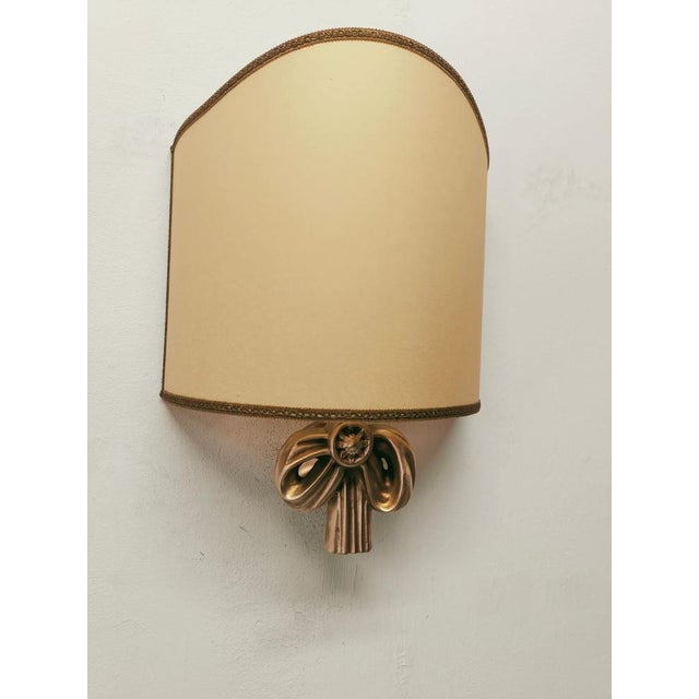 Metal Vintage Cast Bow with Parchment Fan, 1950s For Sale - Image 7 of 11