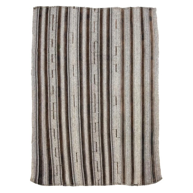 Textile 1960s Vintage Gray Striped Kilim Rug- 7′3″ × 9′8″ For Sale - Image 7 of 7
