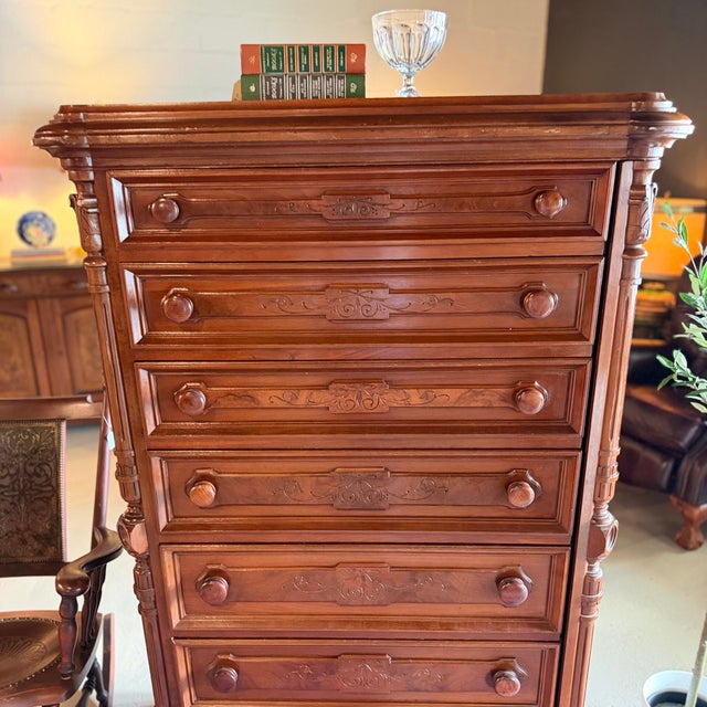 Brown Late 19th Century Antique Walnut Highboy Dresser For Sale - Image 8 of 11