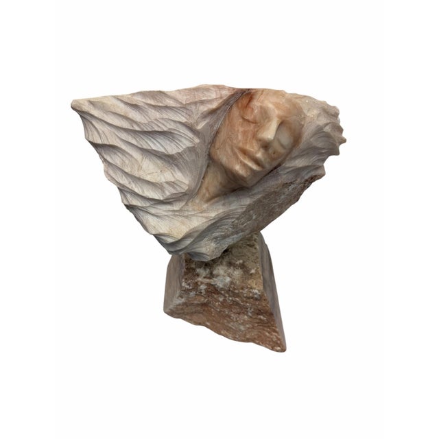 Overview A stunning vintage modernist stone sculpture by 20th-century American artist Bryan Ross. Hand-carved from a...