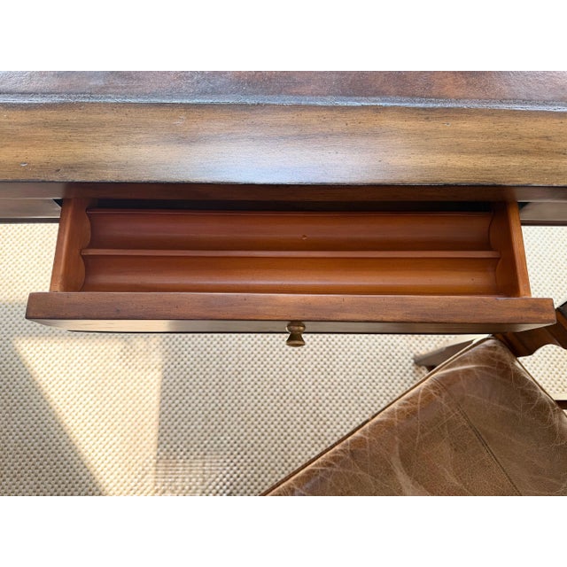 Campaign Style Leather Top Writing Desk and Leather Chair, Set of 2 For Sale - Image 11 of 18