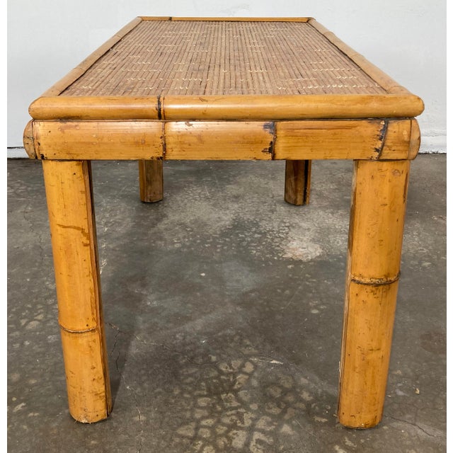 Wood Vintage Chunky Split Reed Bamboo Table For Sale - Image 7 of 11