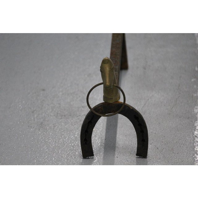 Gold Horse Decor Fireplace Andirons, 1950s, Set of 2 For Sale - Image 12 of 18