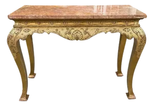 Antique 19th C George I Style Giltwood & Sienna Marble Console Table