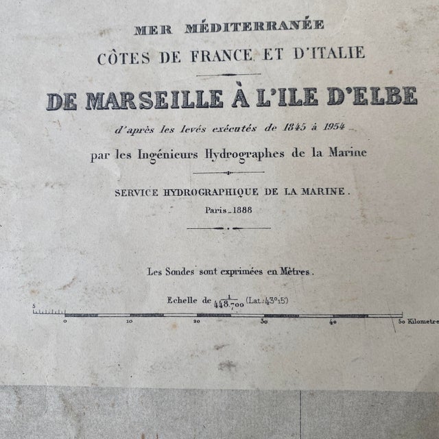 Map of Marseille, Corsica, Elba Island, 1888 For Sale - Image 9 of 10