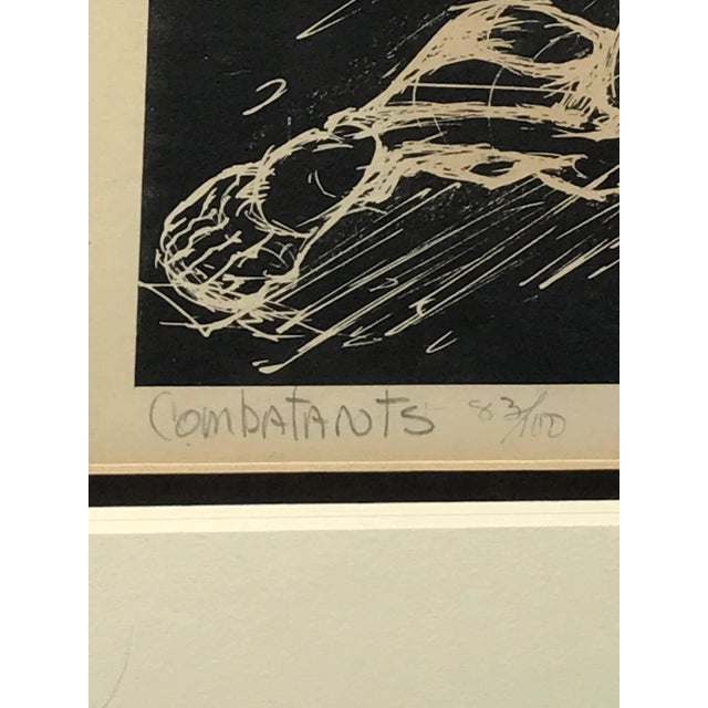 1986 “Combatants” Abstract Figurative Lithograph by Paul Russell, Framed For Sale - Image 4 of 7