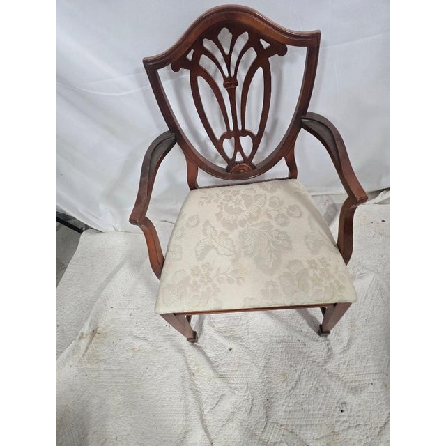 Late 20th Century Hepplewhite Style Mahogany Shield Back Armchair With Upholstered Seat For Sale - Image 6 of 6