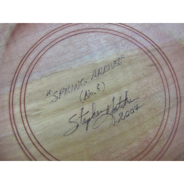 Wood Stephen Hatcher Spring Arrives Cherry Blossom Tree Inlaid Wood Turned Platter For Sale - Image 7 of 8
