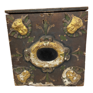 18th Century Polychrome Giltwood Cherub Box