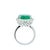 Early 21st Century Oval Shape Brilliant Cut Vivid Green Emerald Diamond Sun Ray Halo Set Ring, Size 7 For Sale - Image 5 of 10
