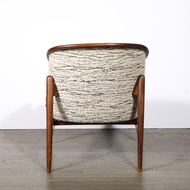 Mid-Century Modernist Tub Back Club Chair W/ Walnut Tapered Sculptural Supports For Sale - Image 11 of 17