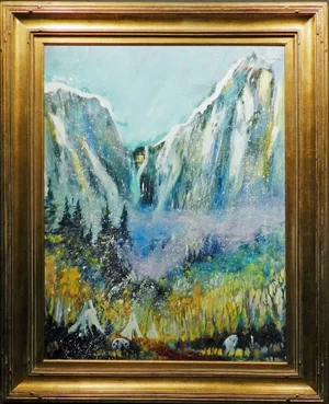 Earl Biss"Blight Colors of Autumn Exploding" Custom Framed Canvas Giclee