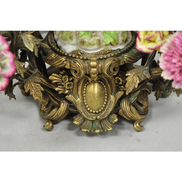 Late 20th Century French Louis XV Repro Bronze & Porcelain Candelabra Lamps by United Wilson, Pair For Sale - Image 14 of 18
