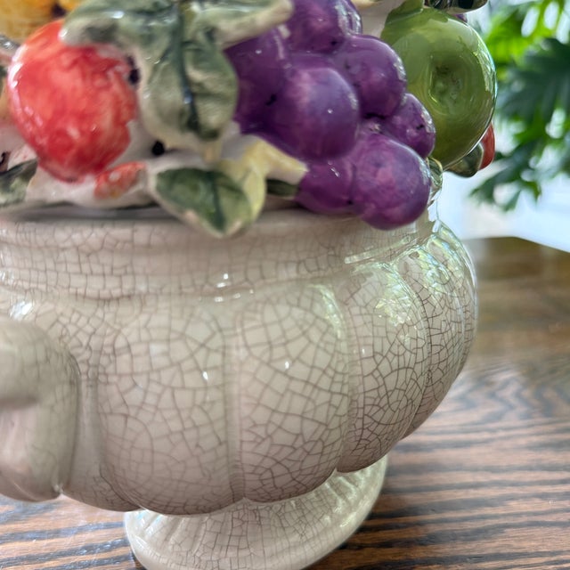 Vintage Majolica Ceramic Fruit Centerpiece Bowl For Sale In New York - Image 6 of 6