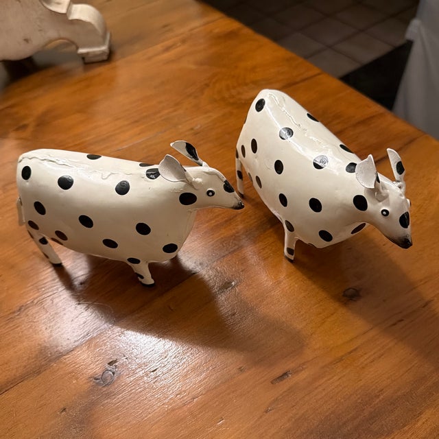 American Mackenzie Childs Polka Dot Cows Herd of Two For Sale - Image 3 of 5