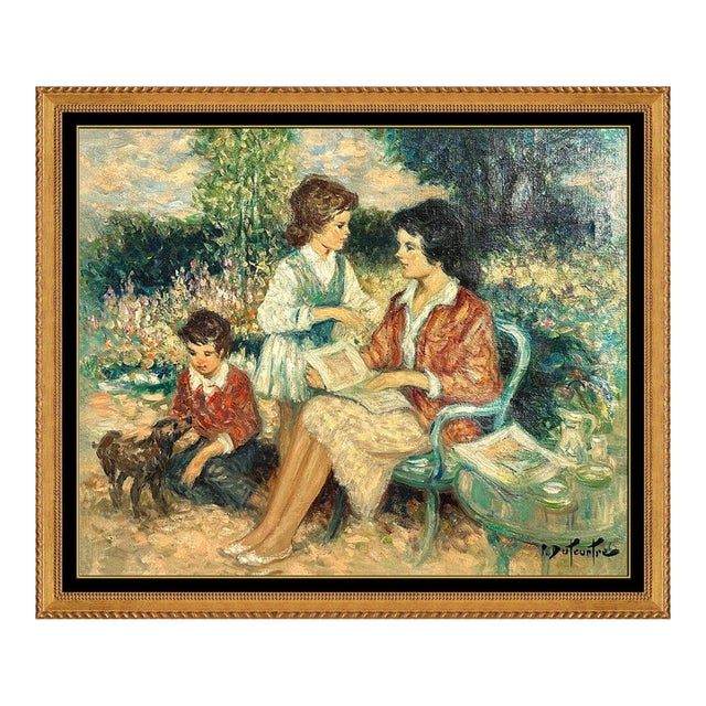 Mid 20th Century Famille Au Jardin, Pierre Eugène Duteurtre For Sale