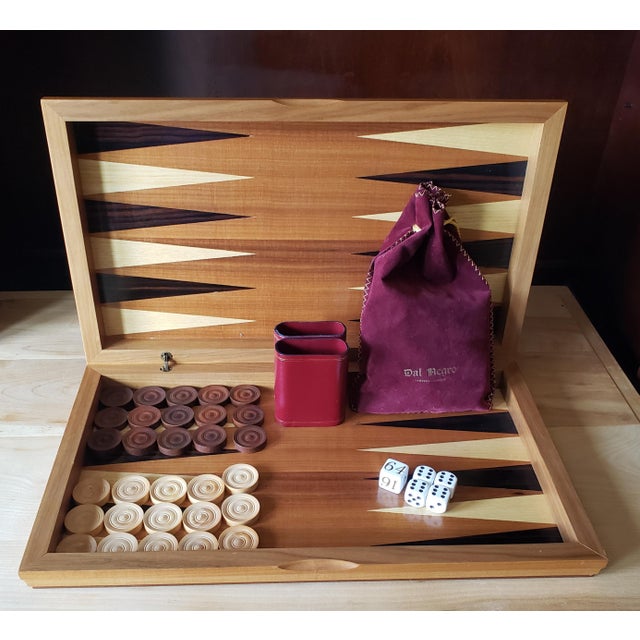 Vintage Dal Negro Italian Backgammon Set – Wood Inlay, Complete For Sale - Image 4 of 8