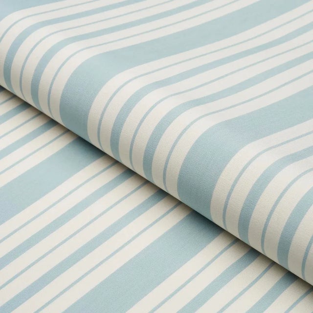Schumacher Schumacher X Mark D. Sikes Markie Stripe Fabric In China Blue For Sale - Image 4 of 5