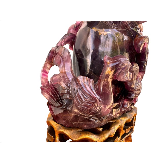 Late 19th Century Late Qing Dynasty Carved Amethyst & Quartz Vessel Lamp For Sale - Image 12 of 12