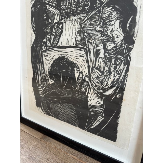 Vintage Abstract Figures Original Woodcut Print For Sale - Image 9 of 12