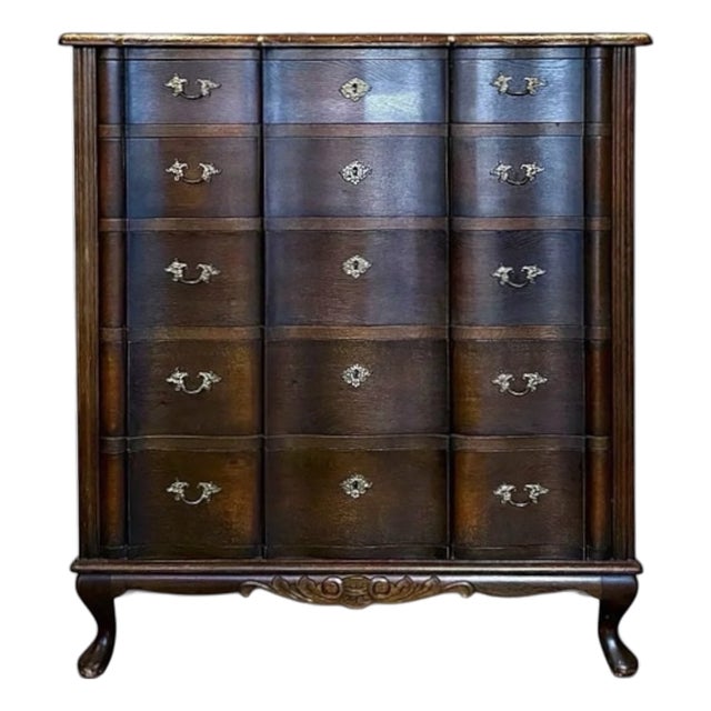 Danish Bow-Front Chest of Drawers, 1940s For Sale
