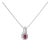 .925 Sterling Silver Red Ruby and Diamond Accent Milgrain Swirl Pendant Necklace - 18" Inches For Sale