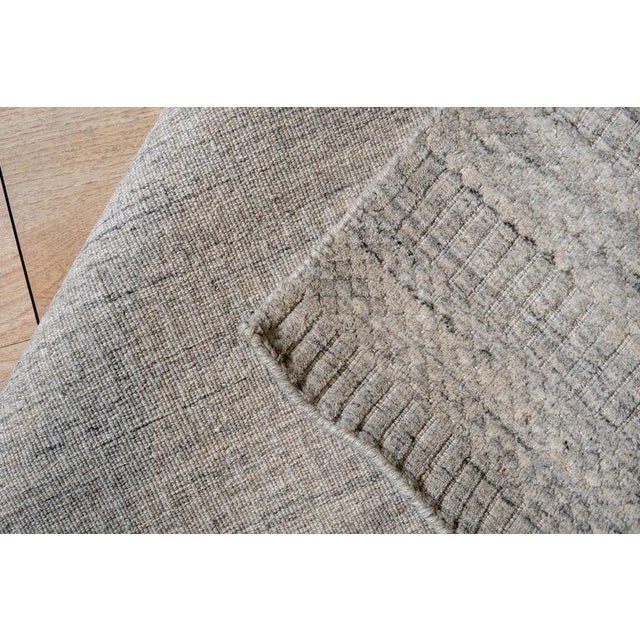 Contemporary 8x10 Ivory Handmade Wool Subtle Textured Weave Geometric Modern Carpet Rug For Sale - Image 3 of 9