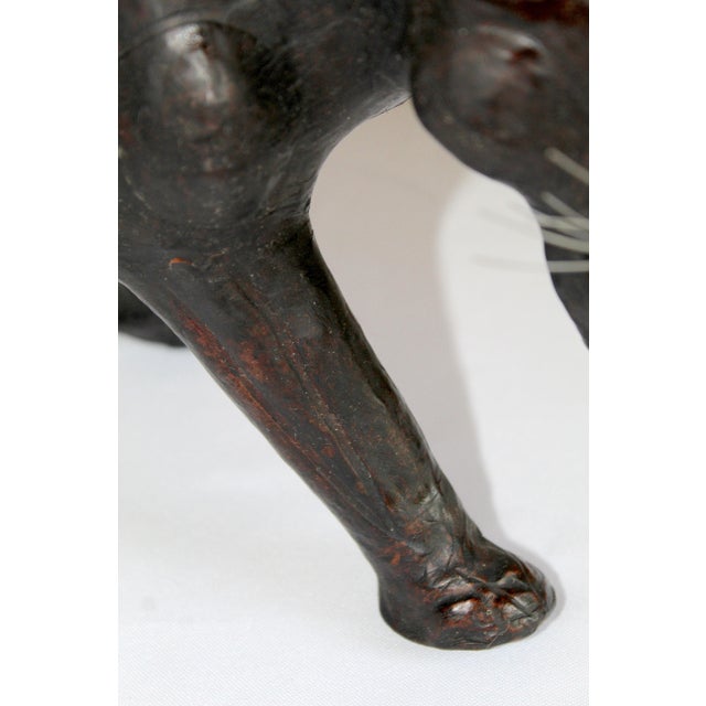 Vintage Mid-Century Black Leather Panther Sculpture – Handcrafted British Safari Animal Figurine For Sale - Image 12 of 14