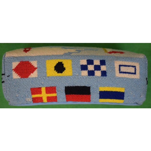Traditional Nautical Needlepoint Brick Doorstop W/ Signal Flags/ Lighthouse & Sailboat For Sale - Image 3 of 6