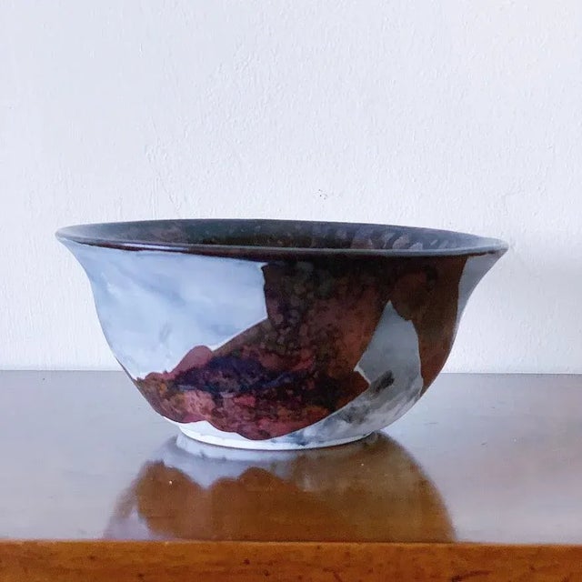 Mid-Century Modern Mid-Century California Pottery Bowl in Raku Glaze For Sale - Image 3 of 5