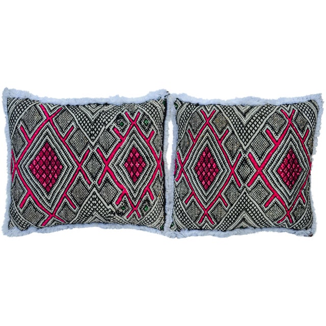 Pink-Patterned Moroccan Pillows, S/2 For Sale - Image 11 of 11