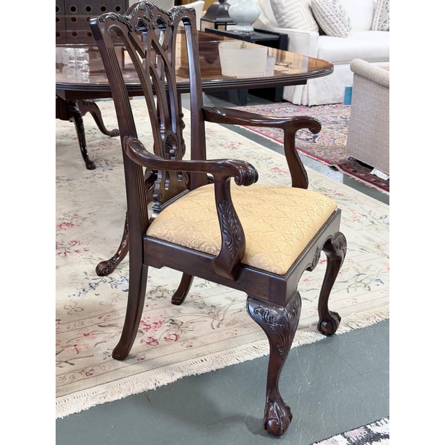 Brown Vintage Drexel Heritage Georgian Style Mahogany Double Pedestal Dining Set For Sale - Image 8 of 12