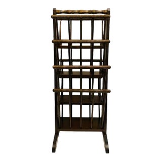 Mid 20th Century Mid Century Multi-Tier Wooden Magazine Rack With Turned Spindles Double Sided For Sale