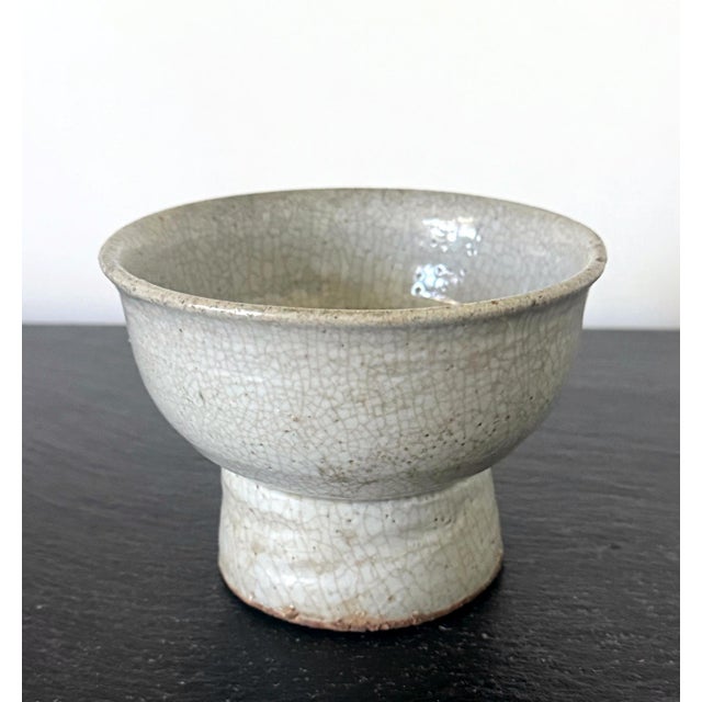 Early Korean White Ceramic Stem Bowl Joseon Dynasty For Sale - Image 11 of 16