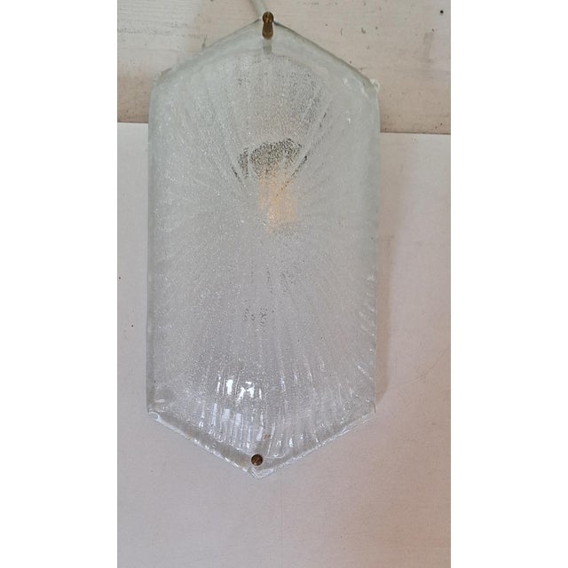 Vintage Flat Wall Lamp with Wavy Murano Glass Shade, 1980s, in Very Good conditions. Designed 1980 to 1989 European Plug...