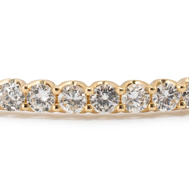Metal 18k Yellow Gold 3.80ctw Diamond Half Eternity Hinged Bangle Bracelet For Sale - Image 7 of 8