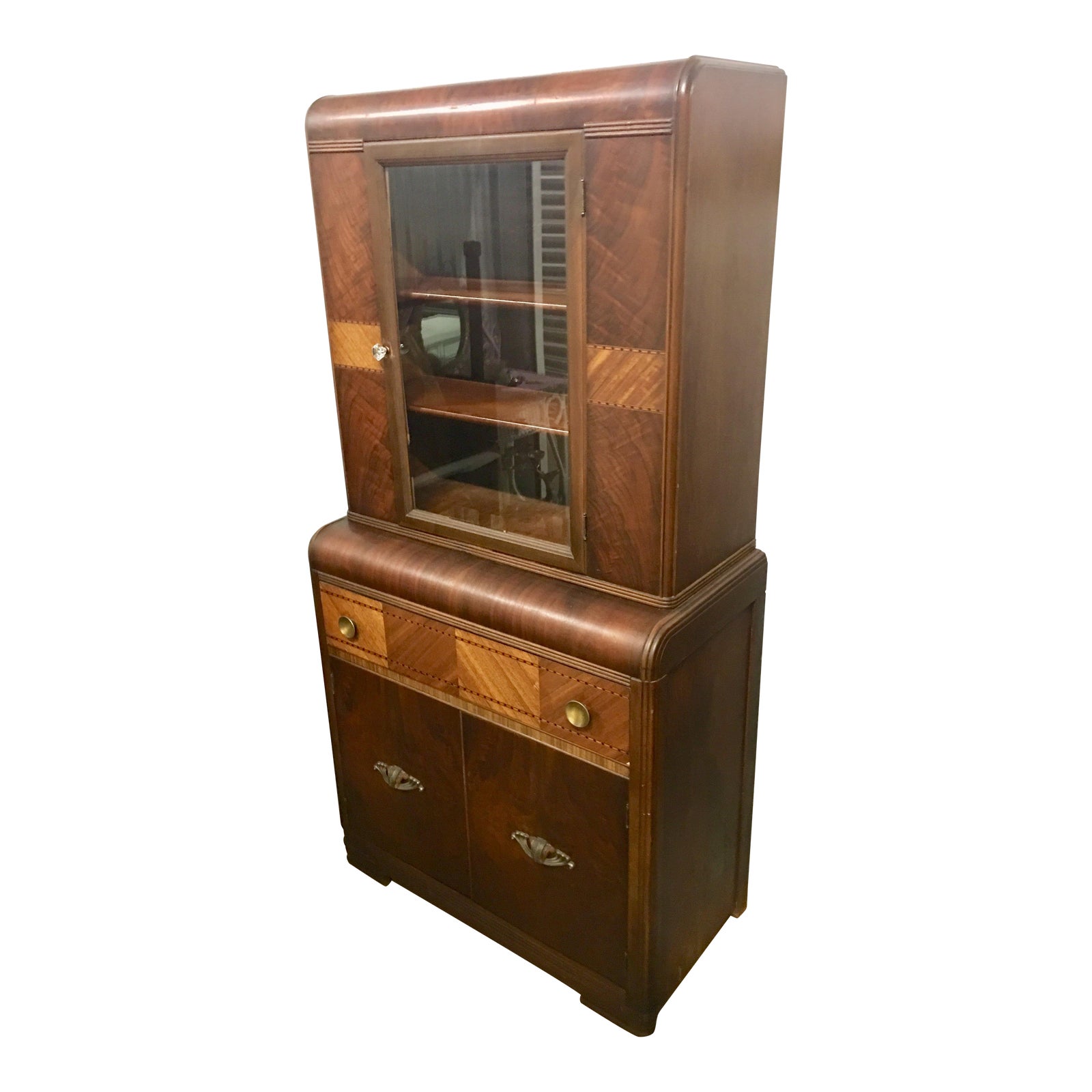 1940s Antique Art Deco Burl Wood China Chairish