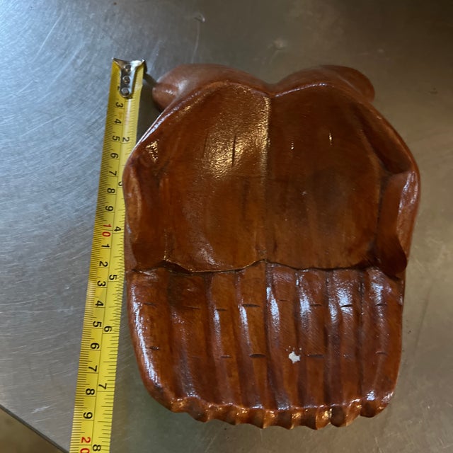Vintage Wooden Hands Offering Bowl Catchall For Sale - Image 4 of 6