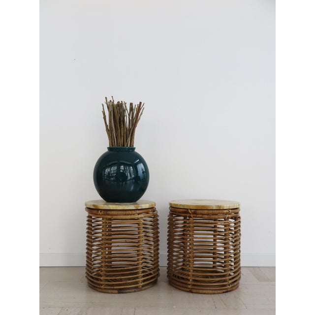 Vintage Italian Rattan and Bamboo Coffee Tables, 1960s, Set of 2 For Sale - Image 4 of 14