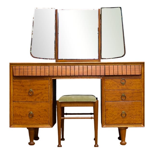 Mid-Century Modern Satinwood Dressing Table by Andrew Milne for Heals, 1950s For Sale