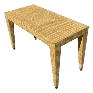 Vintage Coastal Baker Milling Road Woven Rattan Low Console